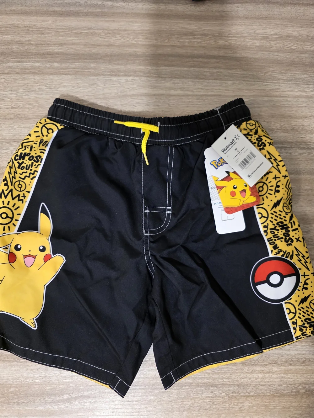 Pokémon Pikachu Boys Swim Trunks - Black & Yellow - Sz M(8) - NWT